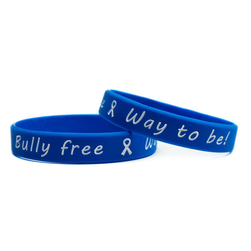 Bully free - Way to be! Blue and White Wristband - Youth 7" - Support Store