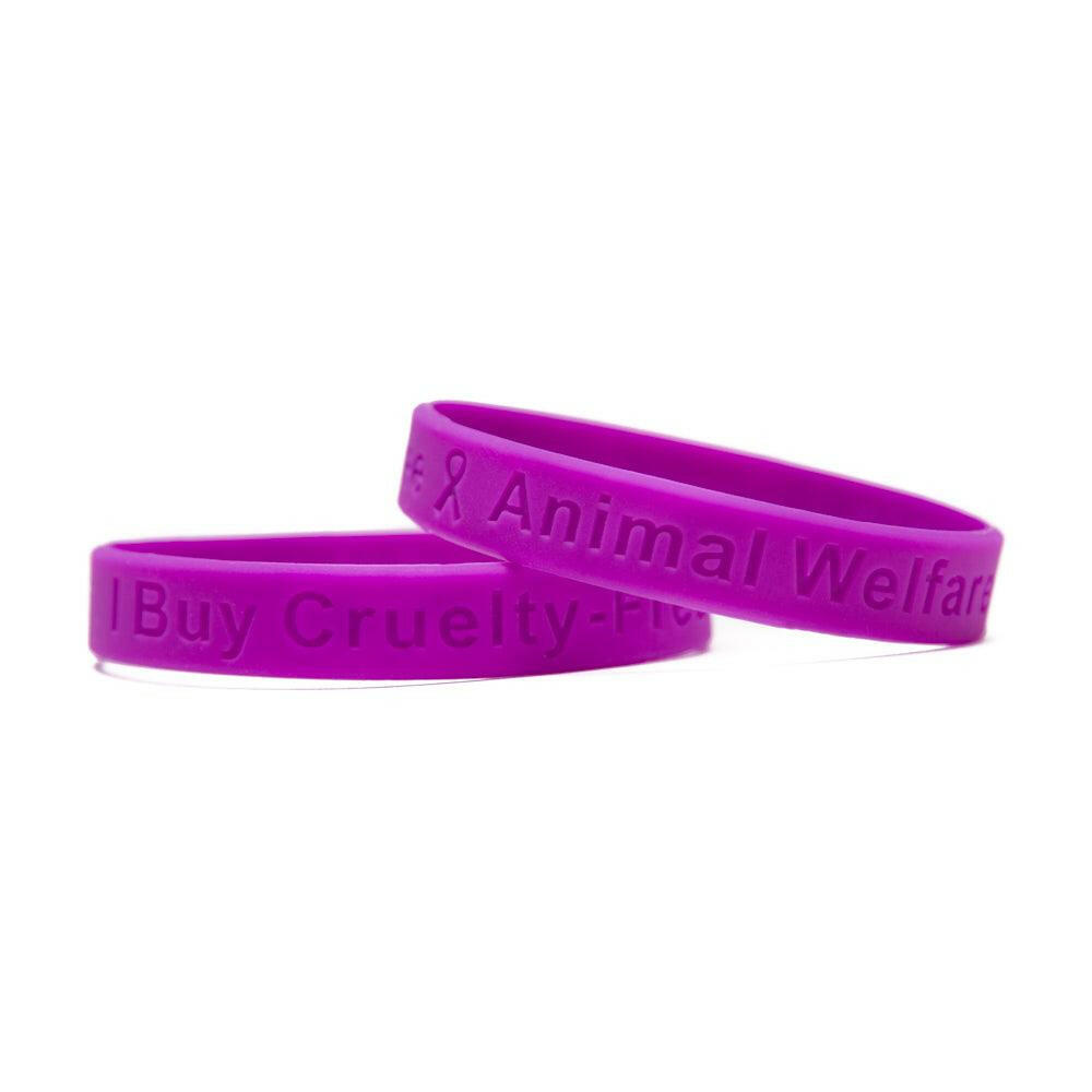 I Buy Cruelty-Free - Animal Welfare Purple Wristband - Adult 8" - Support Store