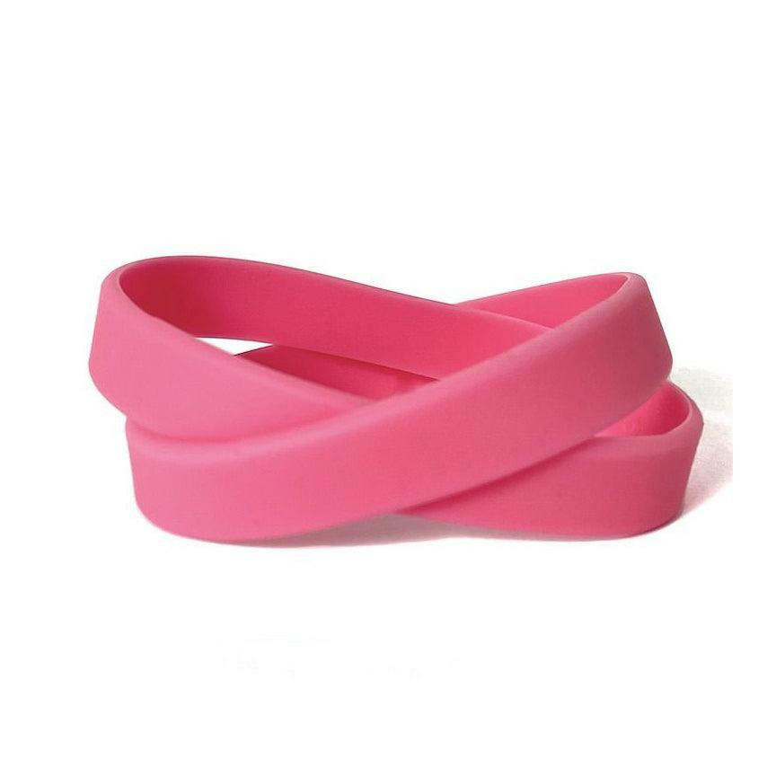 Solid color pink - blank rubber wristband - Adult 8" - Support Store
