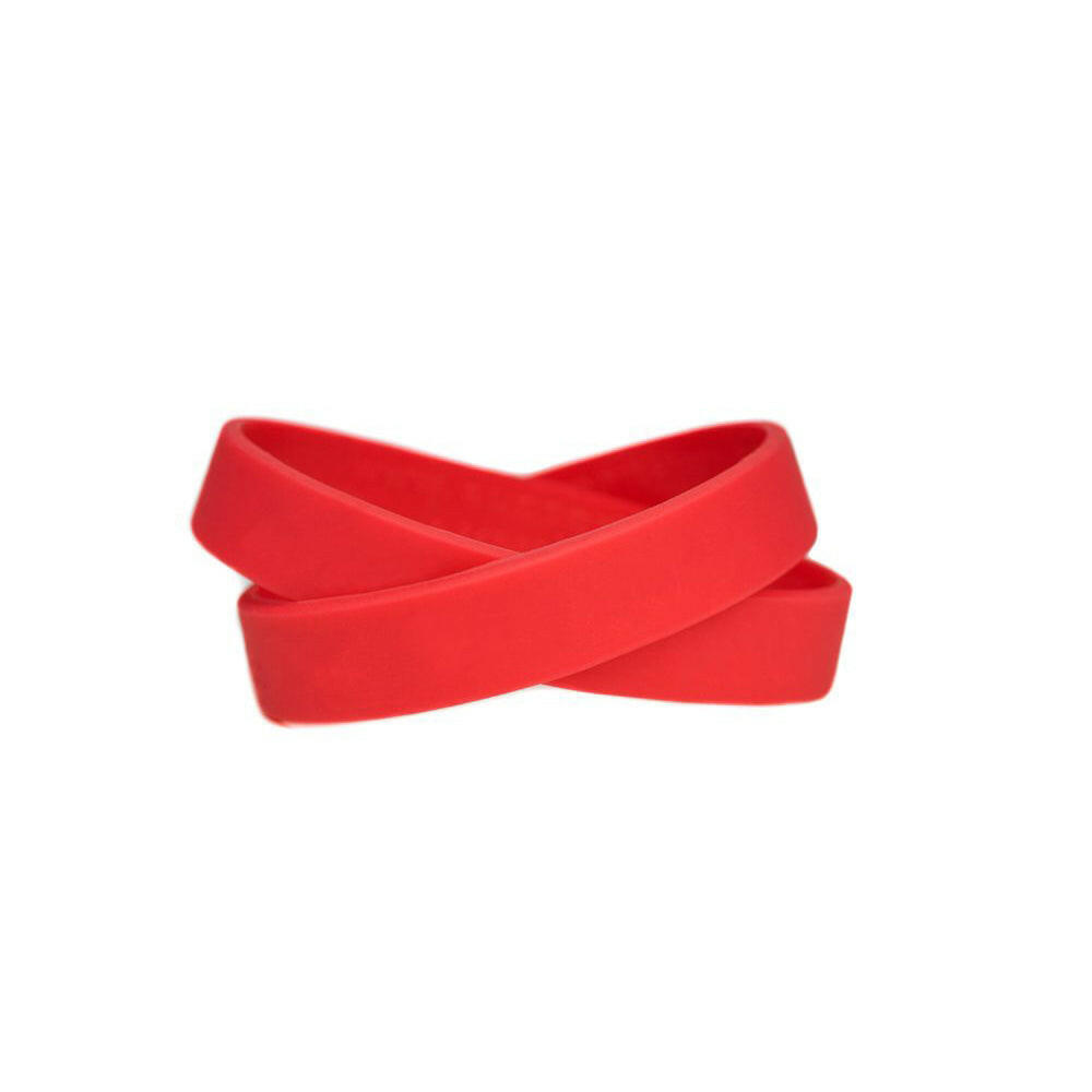 Solid color red - blank rubber wristband - Adult 8" - Support Store