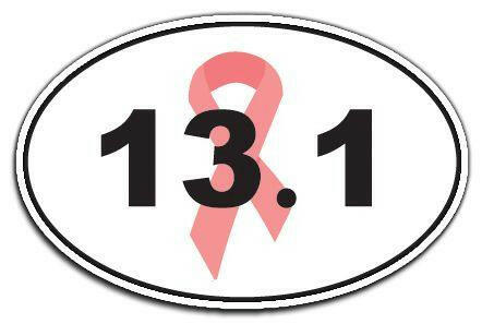 Breast Cancer Awareness 13.1 Half Marathon Pink Ribbon Car Magnet - Support Store
