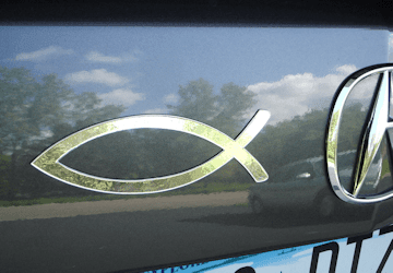 Christian Fish Chrome Look Emblem - Magnetic - Support Store