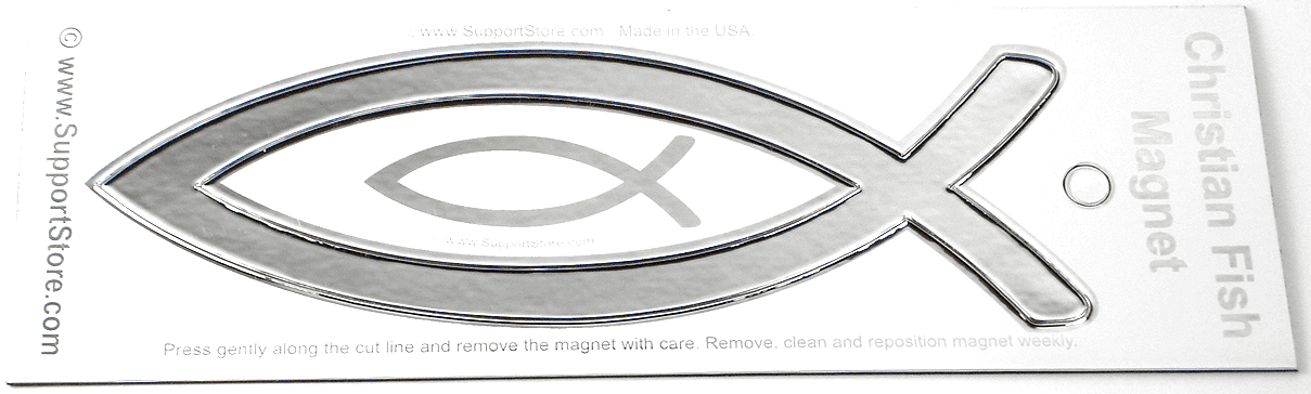 Christian Fish Chrome Look Emblem - Magnetic - Support Store