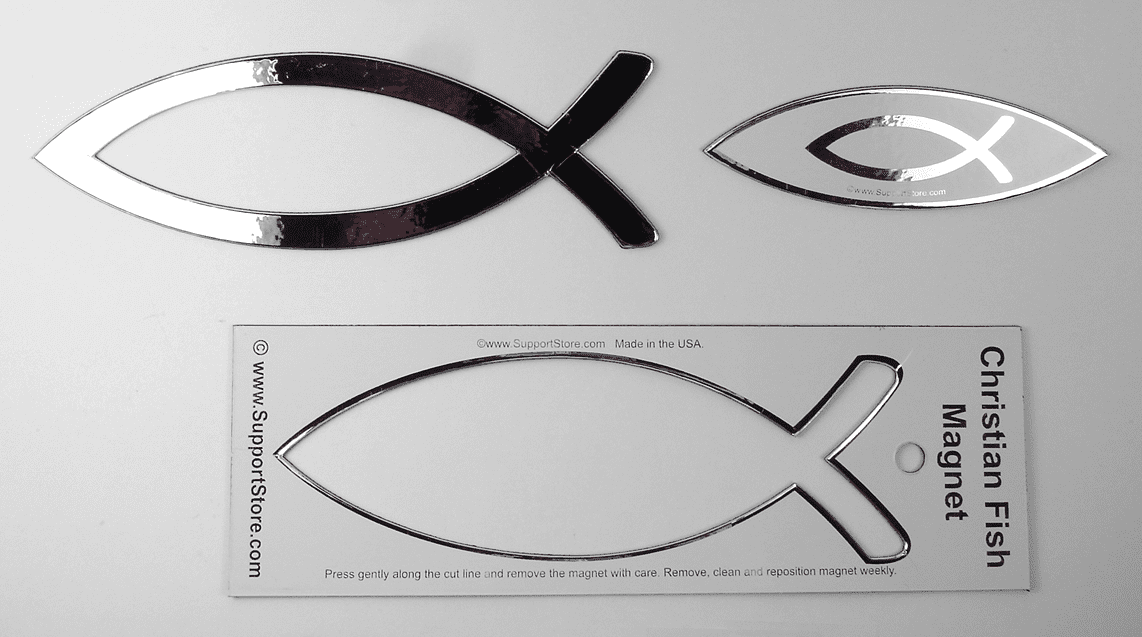 Christian Fish Chrome Look Emblem - Magnetic - Support Store