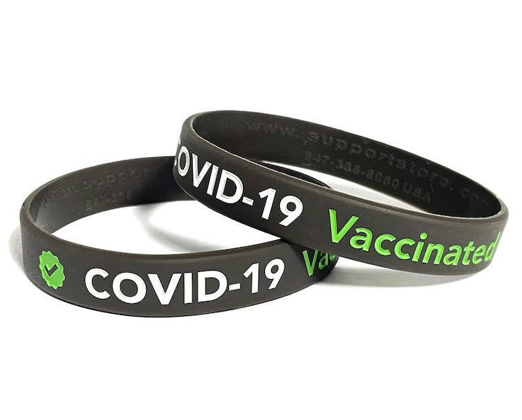 ✔ Covid-19 Vaccinated Rubber Wristband - Adult 8" - Support Store