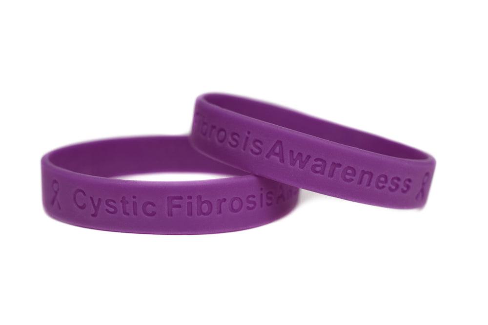 Cystic Fibrosis Awareness Purple Rubber Bracelet Wristband - Adult 8" - Support Store