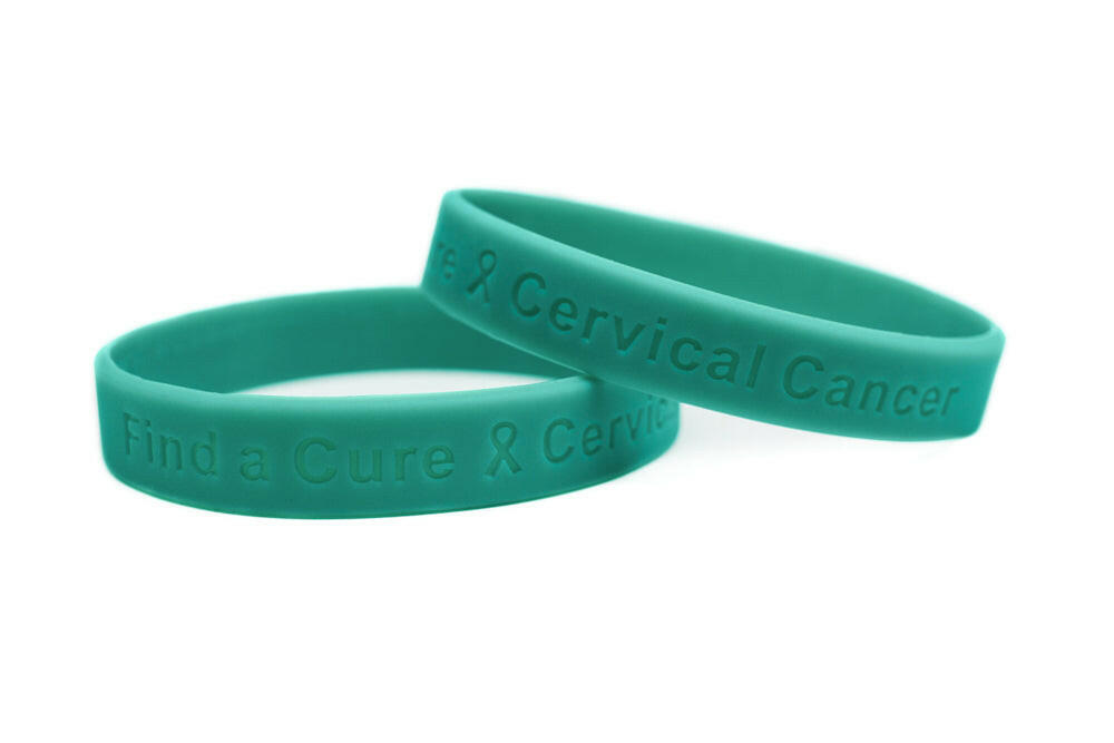 Find a Cure - Cervical Cancer teal wristband - Adult 8" - Support Store