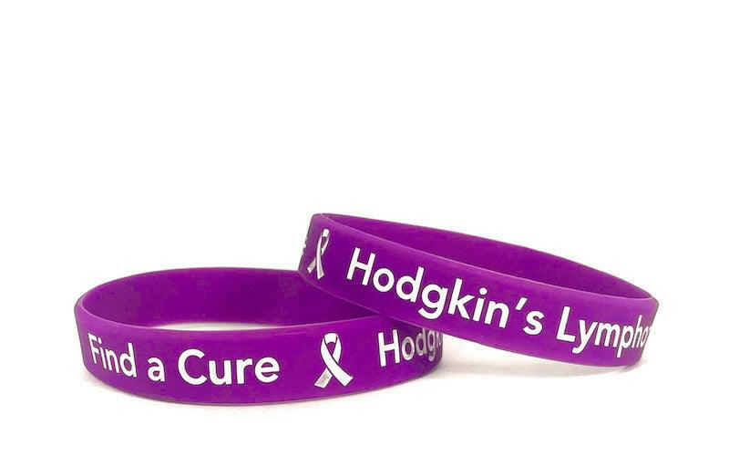Find a Cure - Hodgkin's Lymphoma purple wristband - Adult 8" - Support Store
