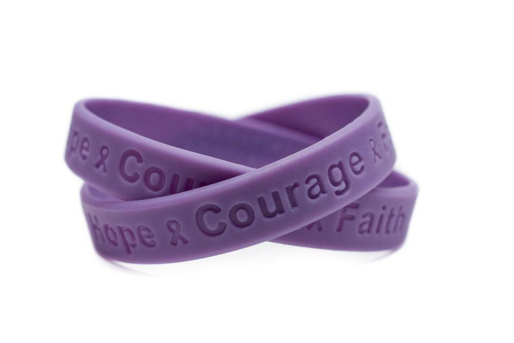 Hope Courage Faith Lavender Rubber Wristband - Youth 7" - Support Store