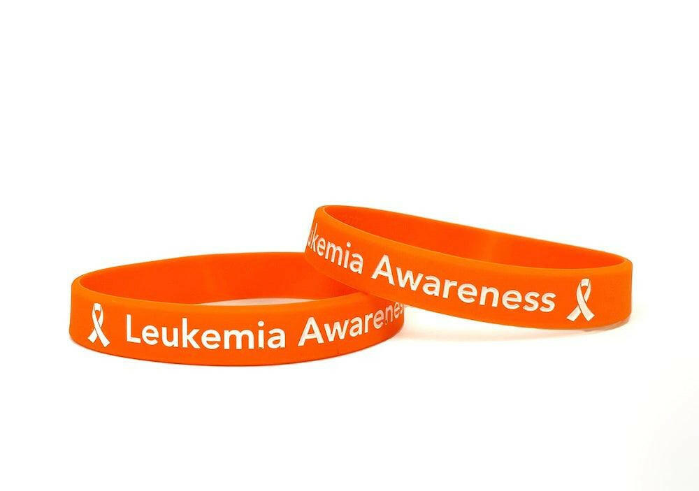Leukemia Awareness Orange Rubber Bracelet Wristband White Letters - Adult 8" - Support Store