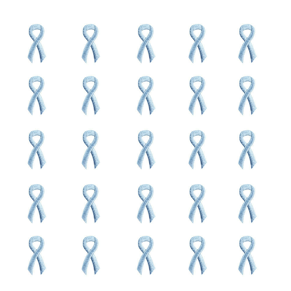 Light Blue Ribbon Embroidered Stick-ons - 25-pack - Support Store