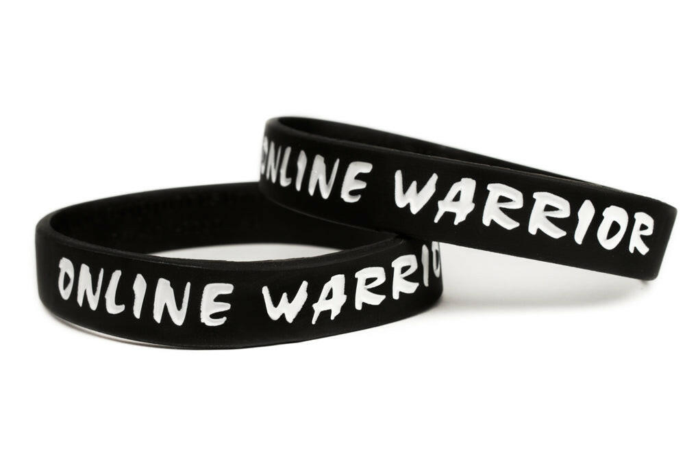 Online Warrior Gamer Black & White Rubber Wristband - Adult 8" - Support Store