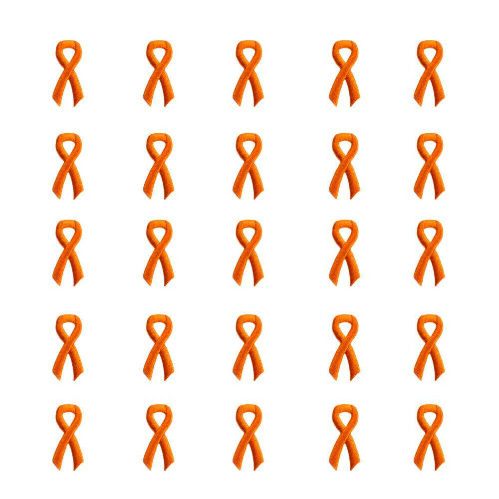 Orange Ribbon Embroidered Stick-ons - 25-pack - Support Store