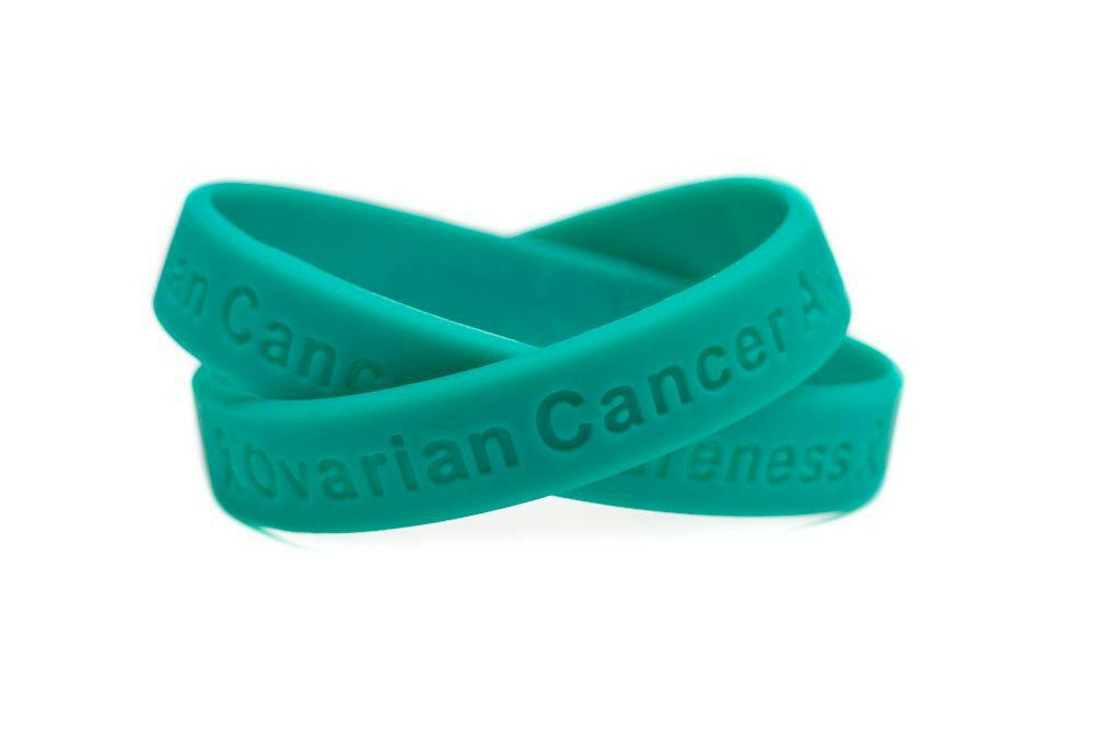 Ovarian Cancer Awareness Teal Rubber Bracelet Wristband - Adult 8" - Support Store