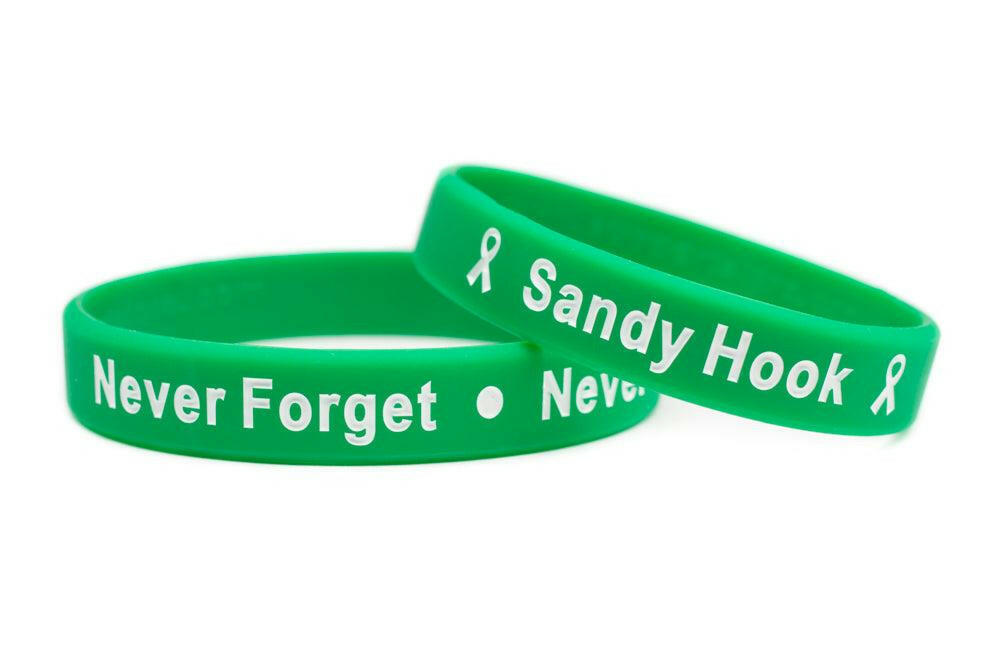 Sandy Hook - Never Forget - Never Again Rubber Wristband - Adult 8" - Support Store