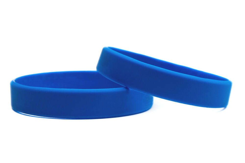 Solid color blue - blank rubber wristband - Adult 8" - Support Store