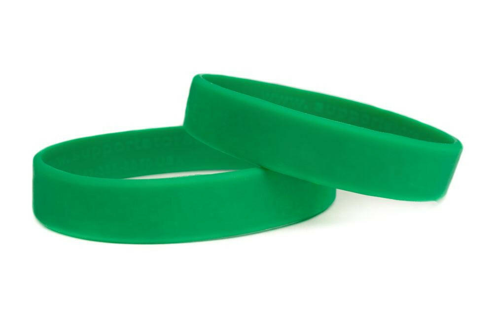 Solid color green - blank rubber wristband - Adult 8" - Support Store