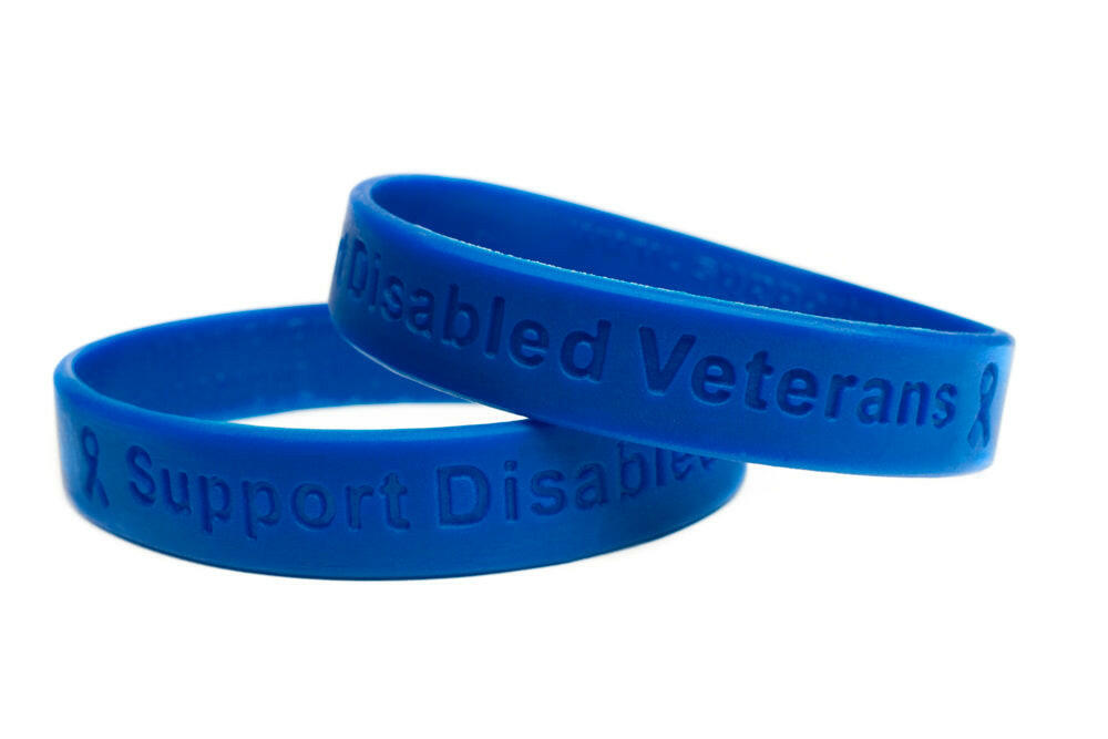 Support Disabled Veterans Blue Rubber Bracelet Wristband - Adult 8" - Support Store