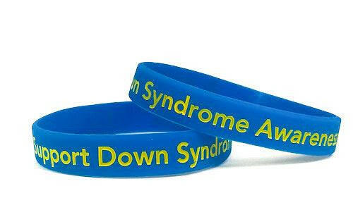 Support Down Syndrome blue and yellow wristband - Adult 8" - Support Store