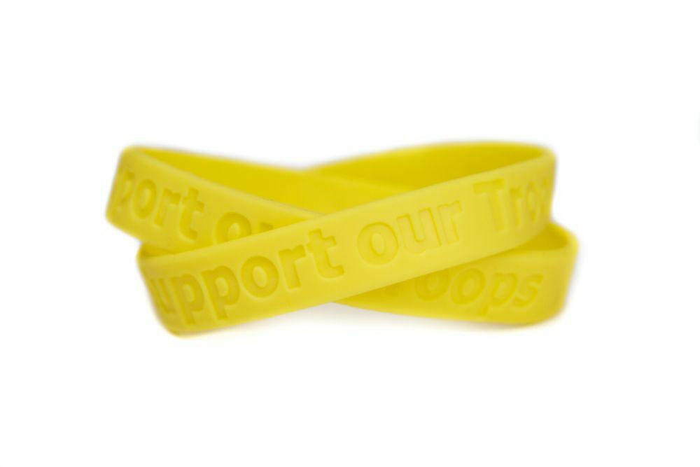 Support our Troops Rubber Bracelet Wristband - Yellow – Youth 7" - Support Store