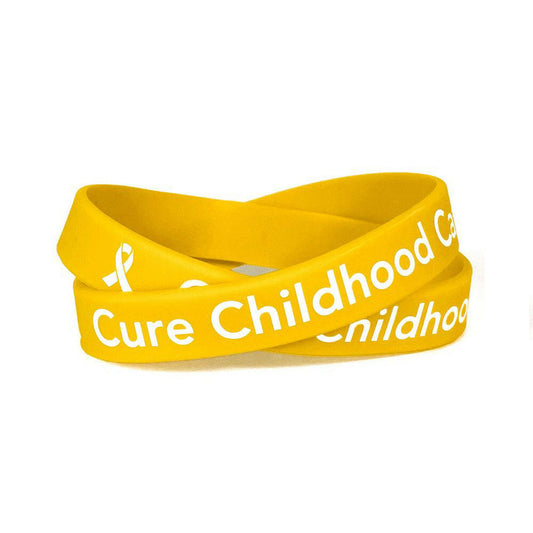 Cure Childhood Cancer Gold Rubber Wristband - Adult 8" - Support Store