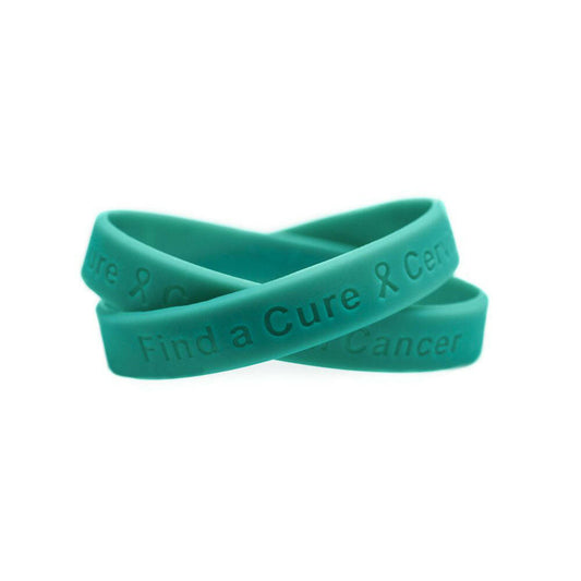 Find a Cure - Cervical Cancer teal wristband - Adult 8" - Support Store