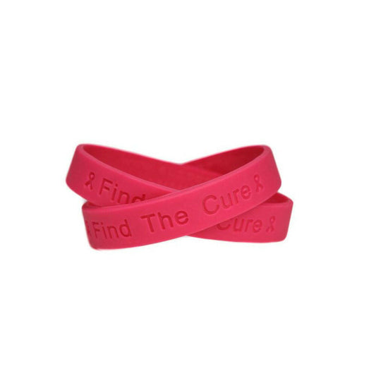 Find the Cure Hot Pink Rubber Bracelet Wristband - Adult 8" - Support Store