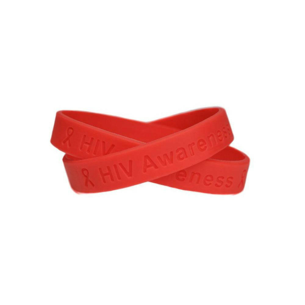 HIV Awareness Red Rubber Wristband - Adult 8" - Support Store