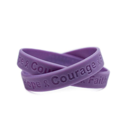 Hope Courage Faith Lavender Rubber Wristband - Adult 8" - Support Store