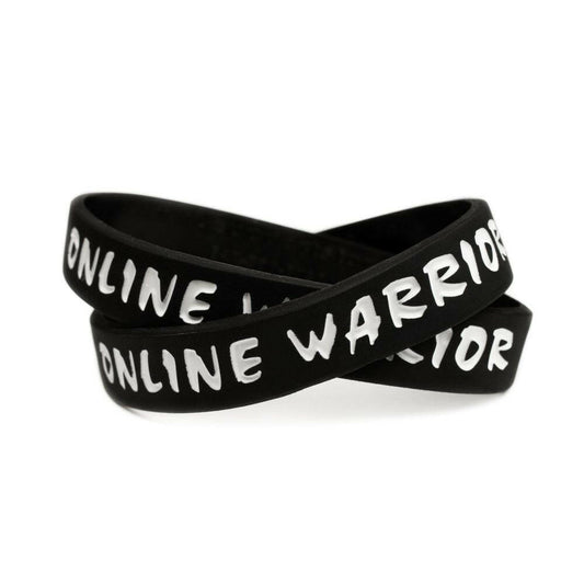 Online Warrior Gamer Black & White Rubber Wristband - Adult 8" - Support Store