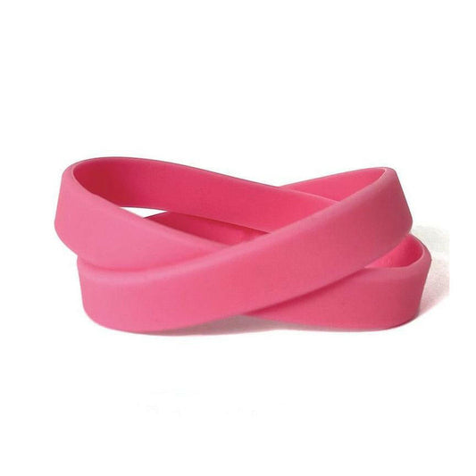 Solid color pink - blank rubber wristband - Adult 8" - Support Store