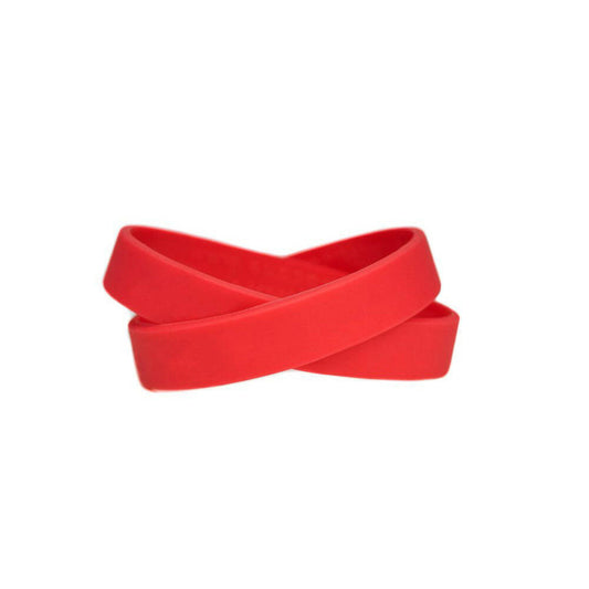Solid color red - blank rubber wristband - Adult 8" - Support Store