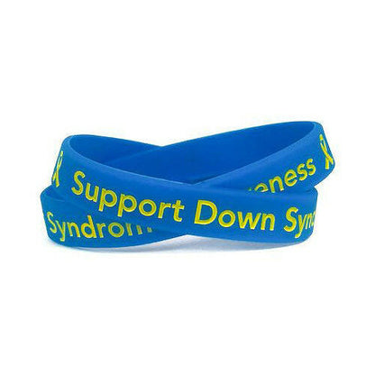 Support Down Syndrome blue and yellow wristband - Adult 8" - Support Store