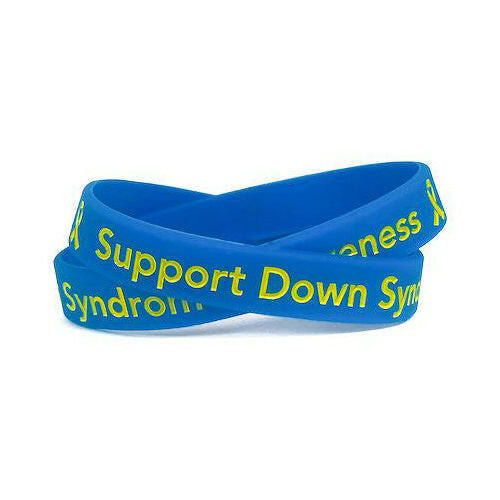 Support Down Syndrome blue and yellow wristband - Adult 8" - Support Store