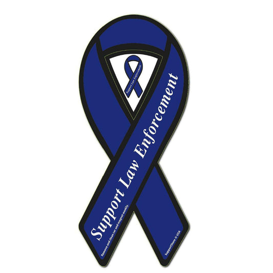 Support Law Enforcement Police Blue Ribbon Magnet - Support Store