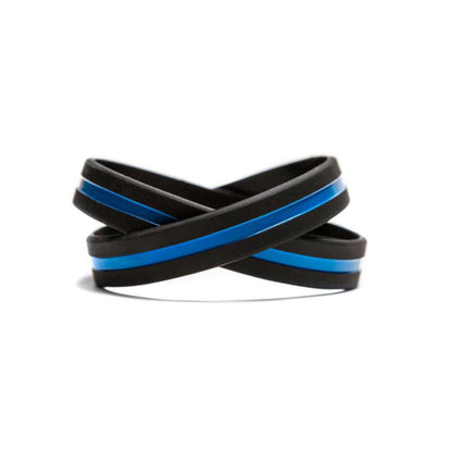 Thin Blue Line - Adult XL 9" Support Law Enforcement Black Wristband - Support Store