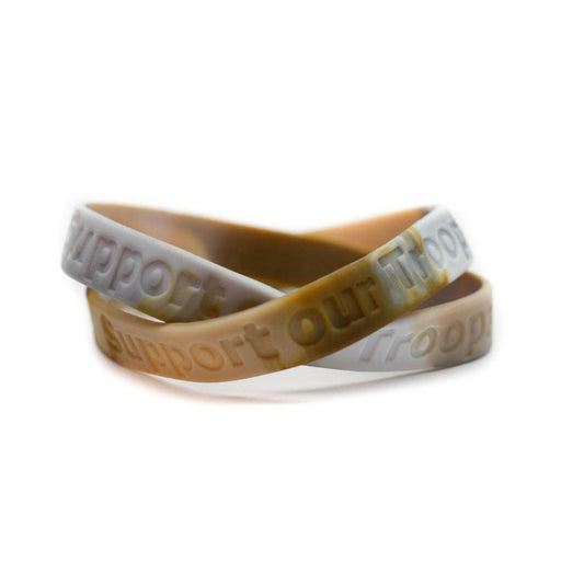 Support our Troops Military Match Rubber Bracelet Wristband - Camouflage - Adult 8" - Support Store