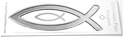 Christian Fish Chrome Look Emblem - Magnetic - Support Store