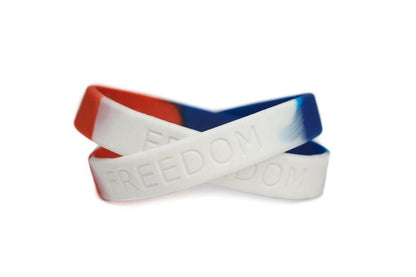 FREEDOM Rubber Bracelet Wristband – Red, White & Blue – Youth 7" - Support Store
