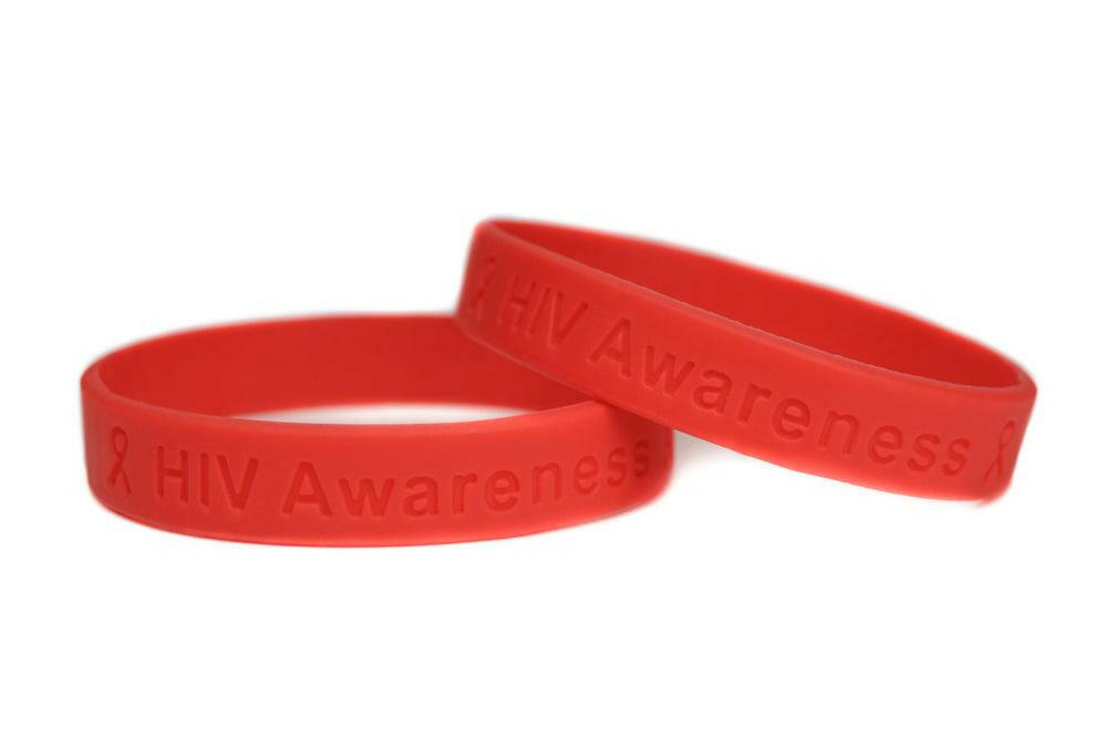 HIV Awareness Red Rubber Wristband - Adult 8" - Support Store