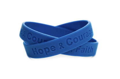 Hope Courage Faith Blue Rubber Bracelet Wristband - Youth 7" - Support Store