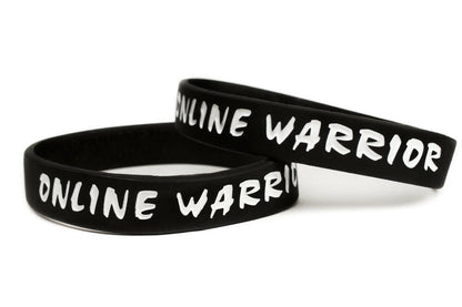 Online Warrior Gamer Black & White Rubber Wristband - Adult 8" - Support Store