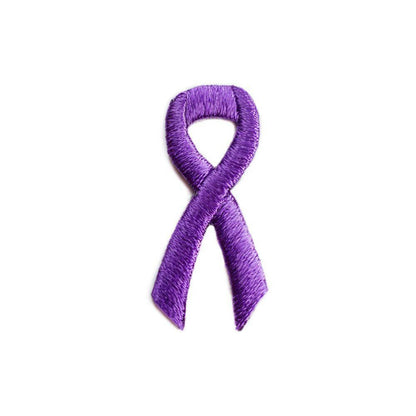 Purple Ribbon Embroidered Stick-ons - 25-pack - Support Store
