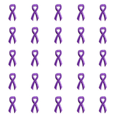 Purple Ribbon Embroidered Stick-ons - 25-pack - Support Store