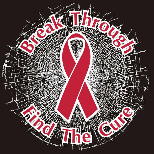 Red Break Through... Find The Cure! Static Window Cling - Support Store