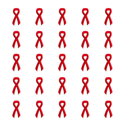 Red Ribbon Embroidered Stick-ons - 25-pack - Support Store