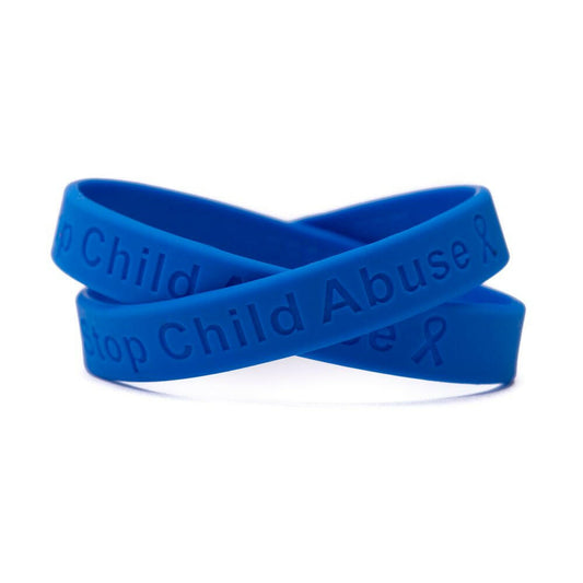 Stop Child Abuse blue wristband - Adult 8" - Support Store