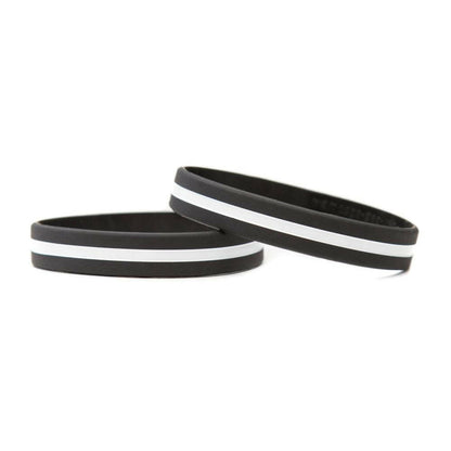 Thin White Line - Adult 8" Support Health Care Workers Black Wristband Black - Support Store