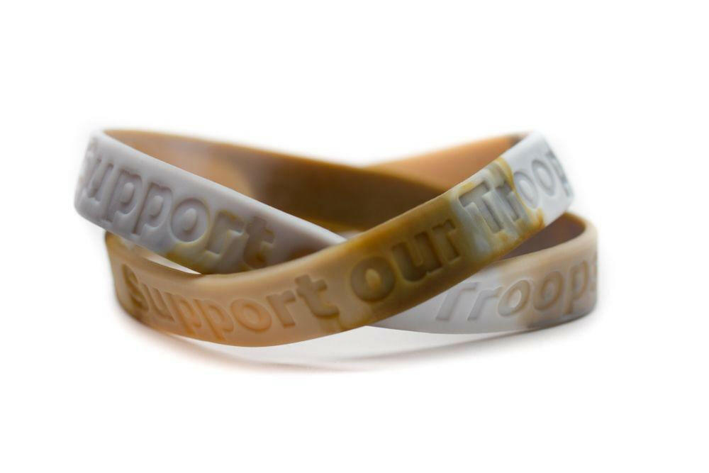 Support our Troops Military Match Rubber Bracelet Wristband - Camouflage - Adult 8" - Support Store