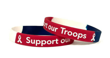 Support our Troops Red, White & Blue Rubber Wristband – Adult 8" - Support Store